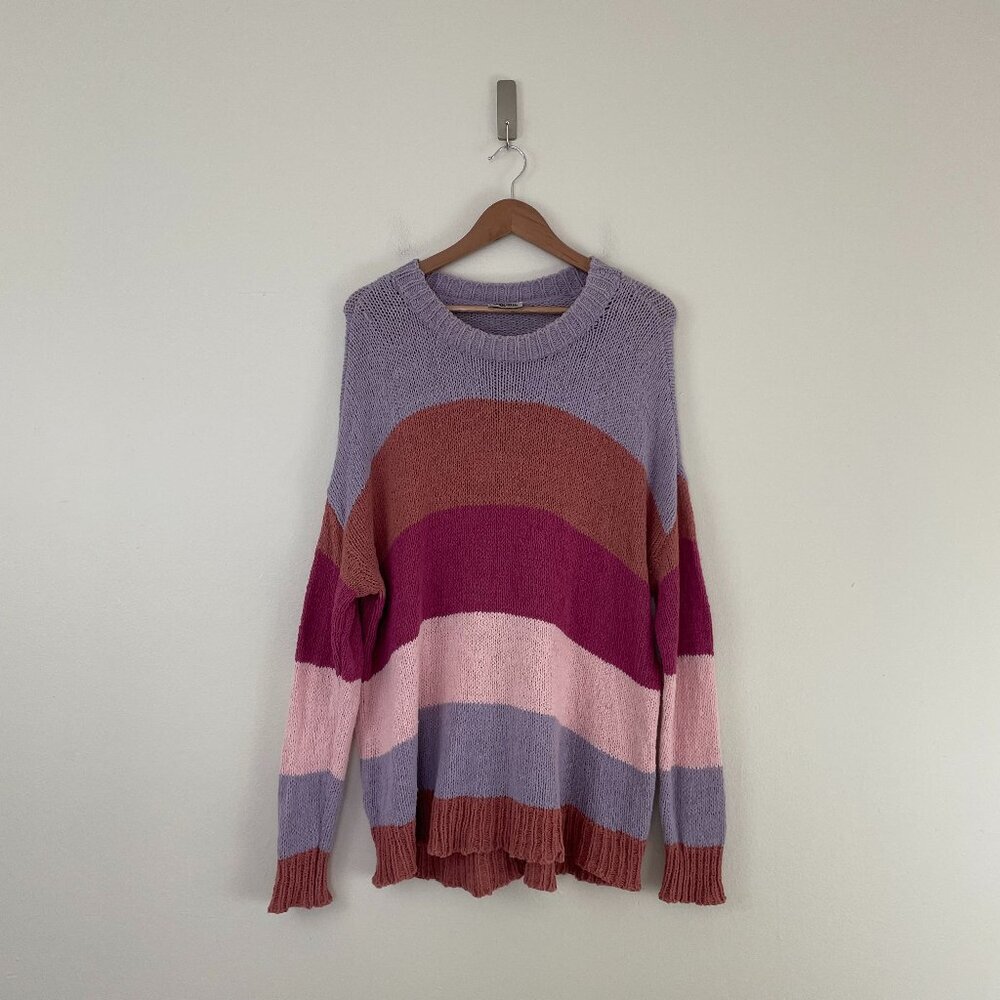 Show Me Your Mumu Woodsy Sweater in Sunset Stripe Knit Size Medium